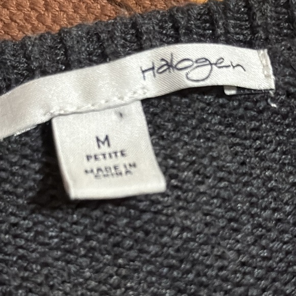 Halogen Gray And Gold Crew Neck Sweater with Ribbed Knit - Picture 6 of 6